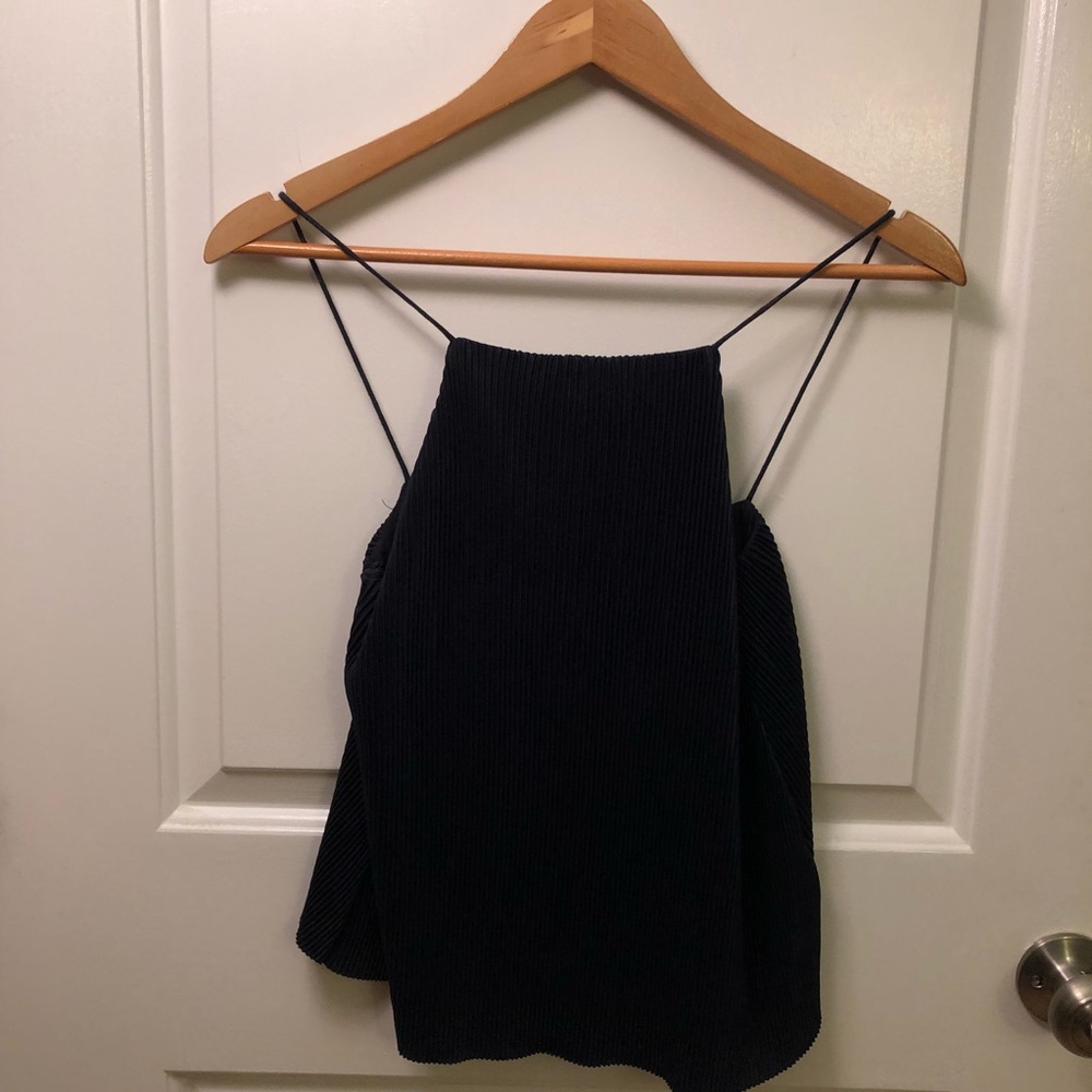 Navy Pleated Top